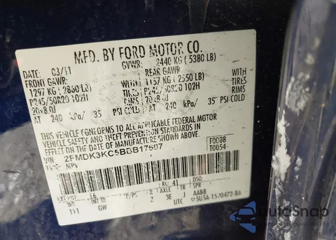 2011 Ford Edge Limited from USA, damaged, VIN 2FMDK3KC5BBB17607